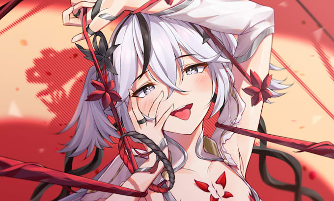 draw anime art illustration for character design, oc, pfp, fanart, vtuber