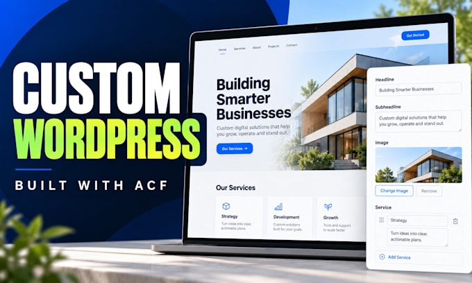 build a custom wordpress website with acf editable content