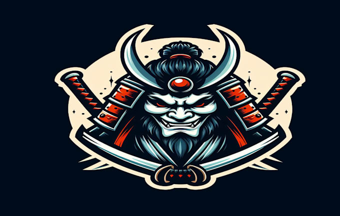 do oni, samurai, head, mascot logo