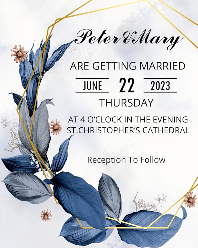design an elegant wedding invitation for you