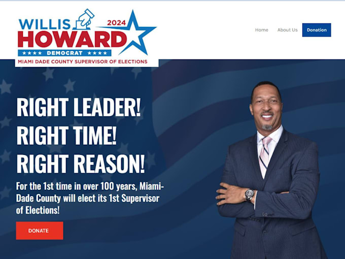 political campaign website or election website with donation