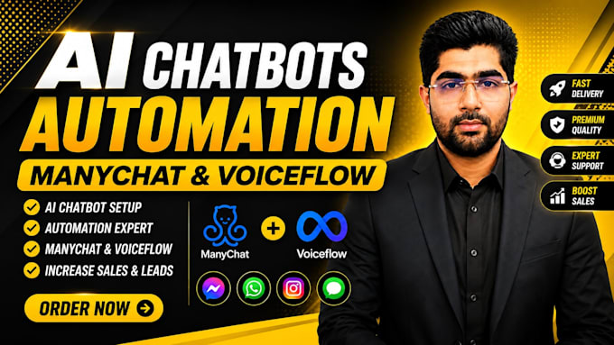 automate instagram, facebook, and whatsapp with manychat or voiceflow chatbots