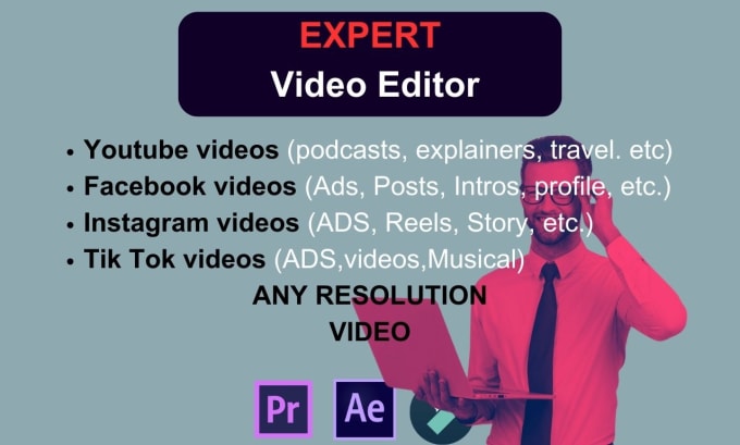 Do professional youtube, facebook, tik tok, and instagram video editing ...