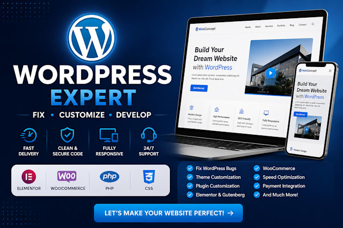 fix wordpress bugs and customize your website