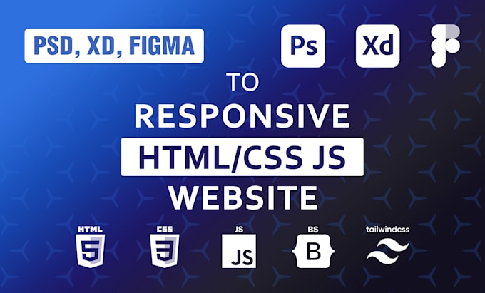convert PSD, xd, or figma to HTML CSS responsive website