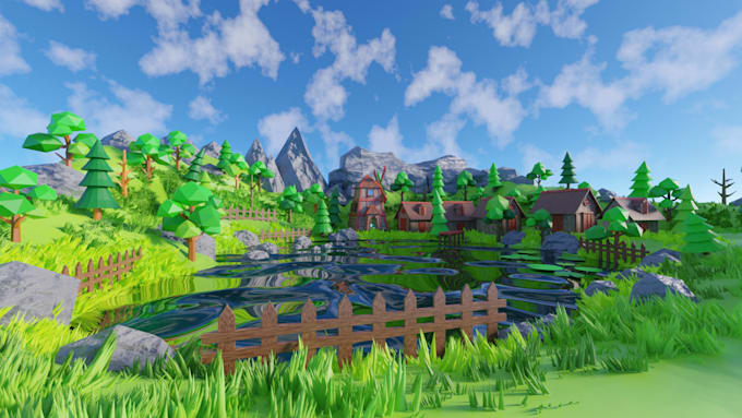 create low poly 3d game environments