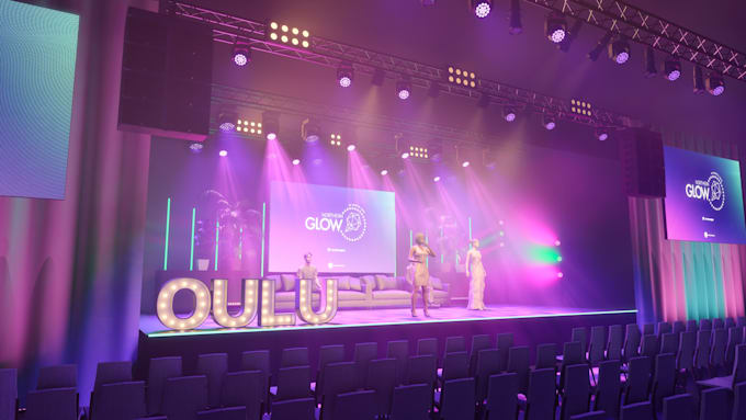 create a 3d stage lighting  and stage design for your event or show