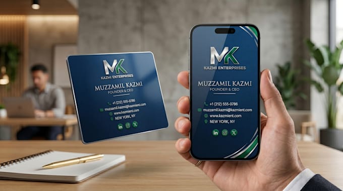 design digital business card and professional card mockup