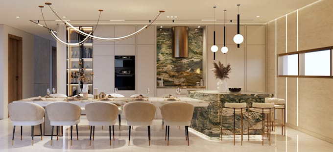 design interiors in 3d rendering and walkthrough video with drawings