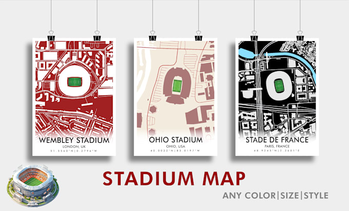design stadium map posters, sports field print