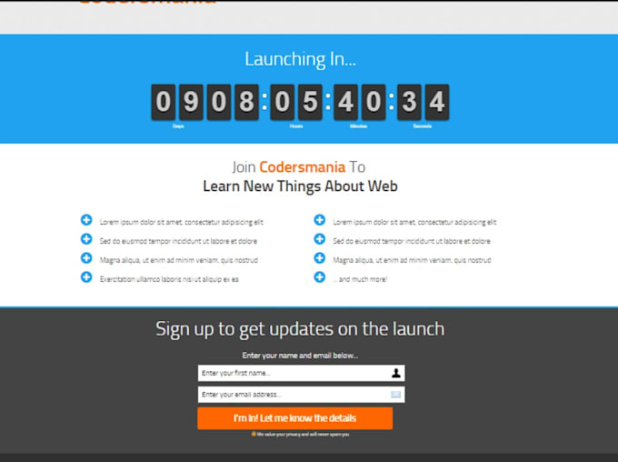 create an ATTRACTIVE coming soon page