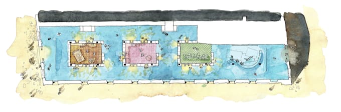 hand draw floor plans, sections, and elevations
