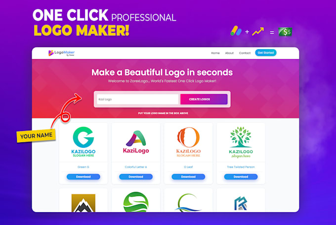 develop ai logo generator website for your business