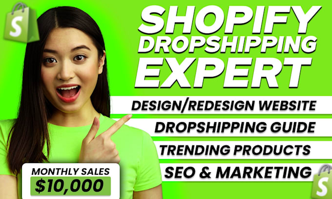 create ecommerce shopify dropshipping store, shopify website