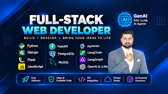 develop ai, gen ai, python django fastapi react next js apps