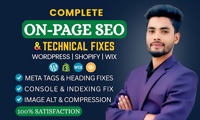 do on page and technical SEO for wordpress shopify and wix