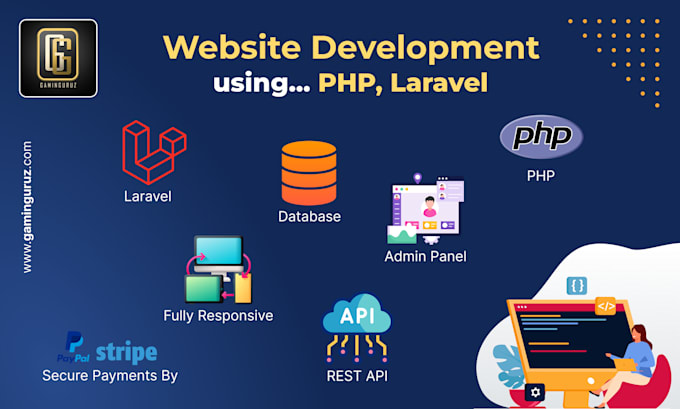 develop your website using laravel, PHP framework