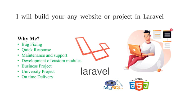 create website using laravel, core php, js, html