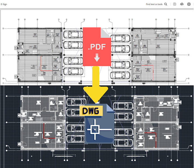 make a conversion from sketch, blueprint, PDF to autocad