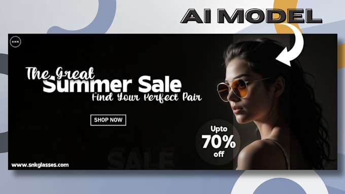 design web banner, header or banner ads with ai model