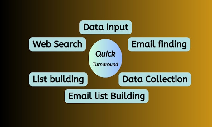 work email finding list building web search data input excel sheet