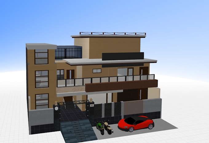 create 3d modern house