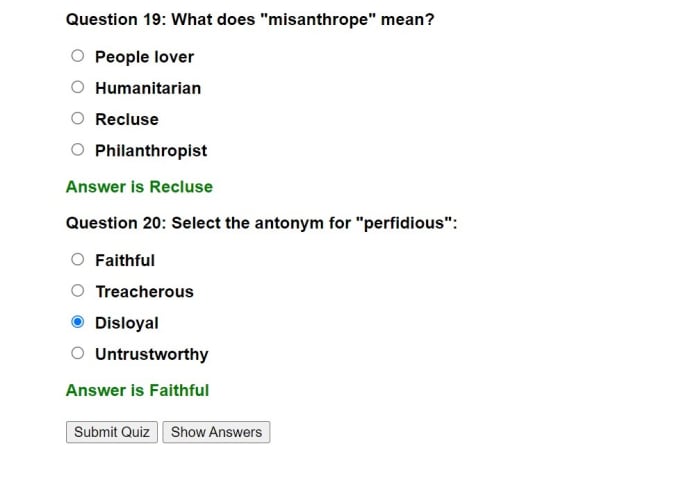 Create multiple choice quiz html format by Pawanpv | Fiverr
