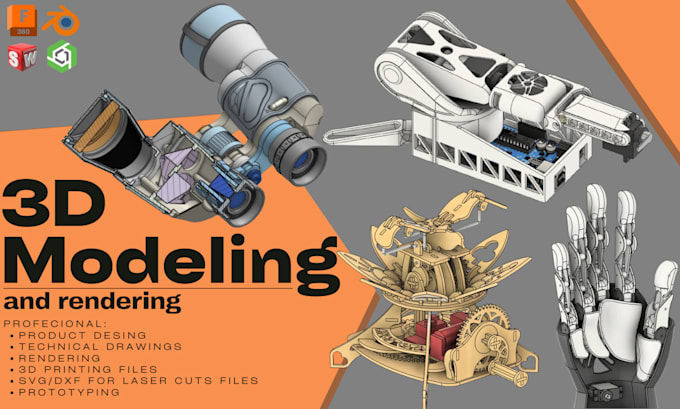 do 3d modeling, product and machine design and rendering