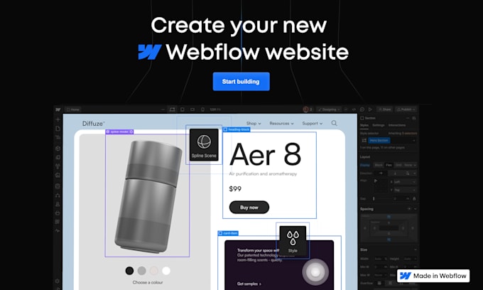 design and develop an high quality website on webflow UX UI