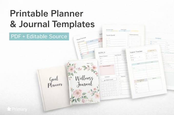 design printable planners, journals, and PDF templates