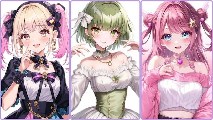 draw anime original character for your pfp, fanart, vtuber and concept art