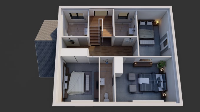 Create 3d model of 3d floor plan for your house by Naveedchoudary | Fiverr