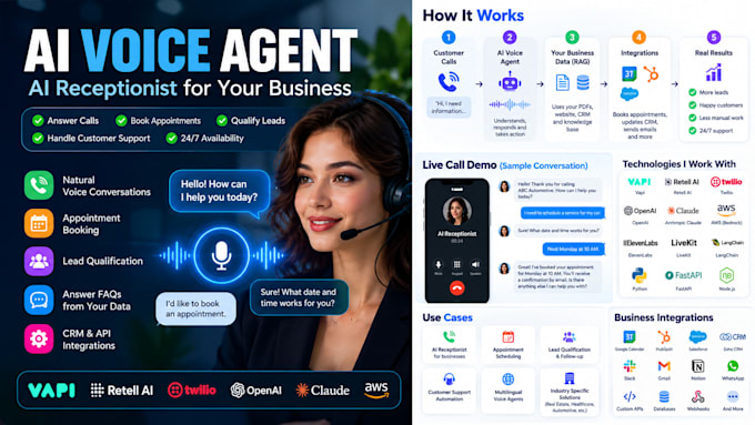 build ai voice agent, ai receptionist with vapi, retell or twilio