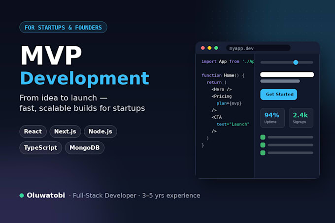 build your startup mvp using react, next js, and node js