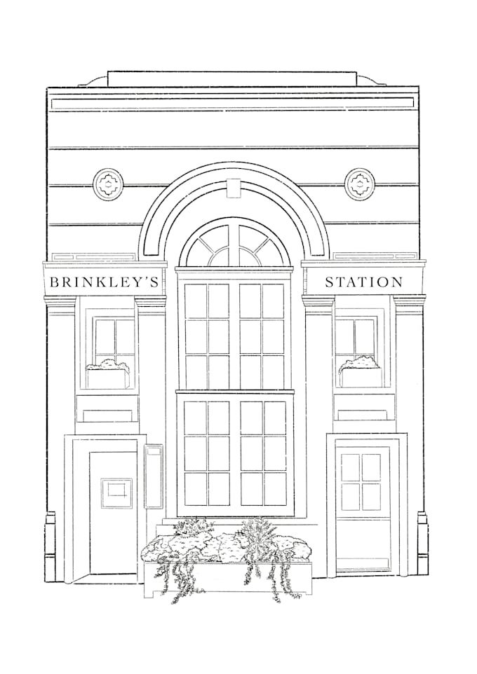 custom line art minimalist house and storefront portraits