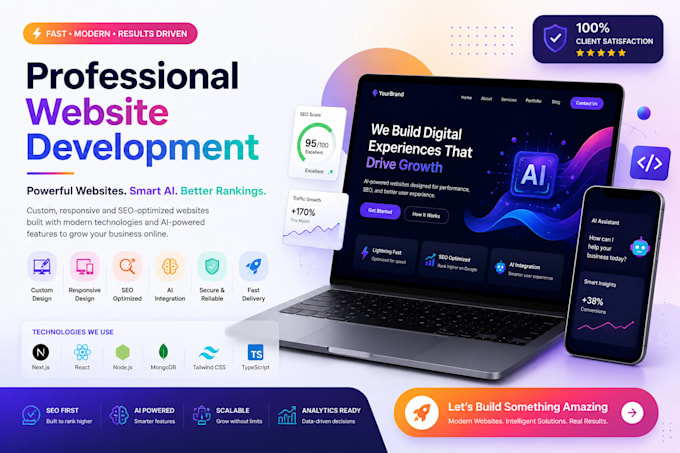 build business website, ai website, saas web app as full stack developer
