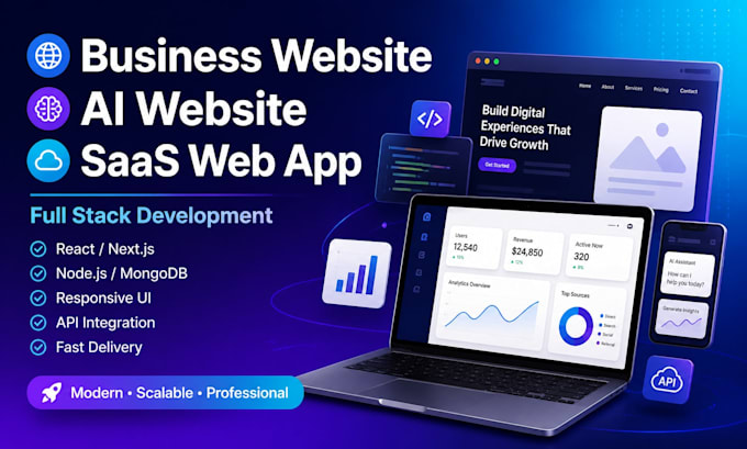 build business website, ai website, saas web app as full stack developer