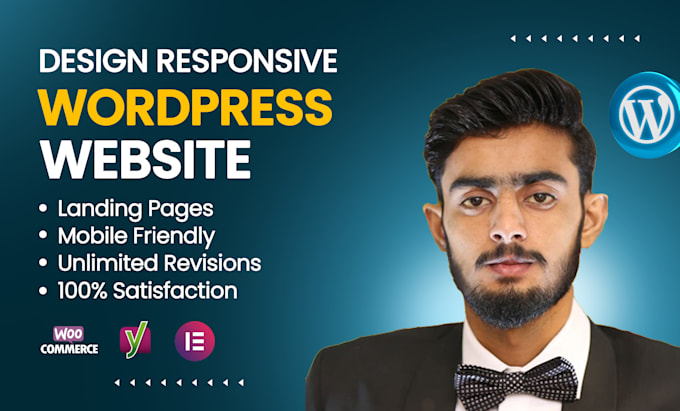 create responsive wordpress website on elementor pro, redesign wp landing pages