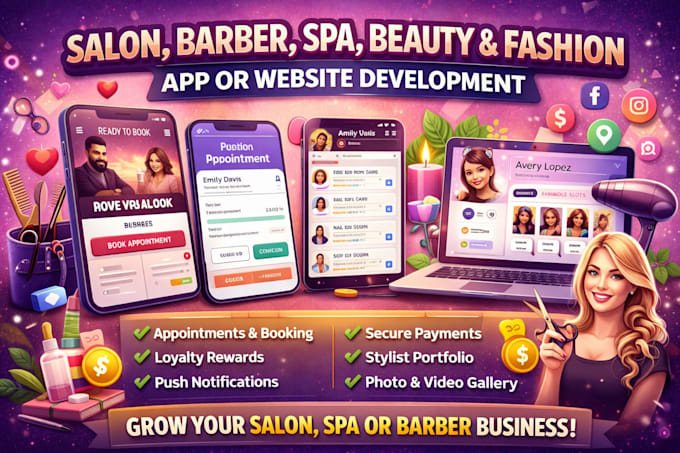 build a professional salon, barber, spa, beauty app and website