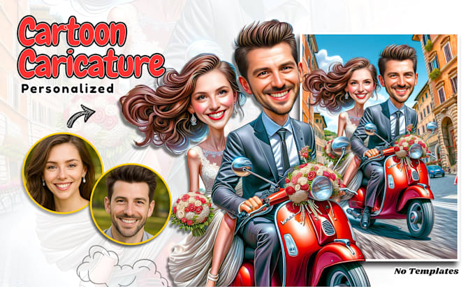 draw a custom cartoon caricature for couples, or gift