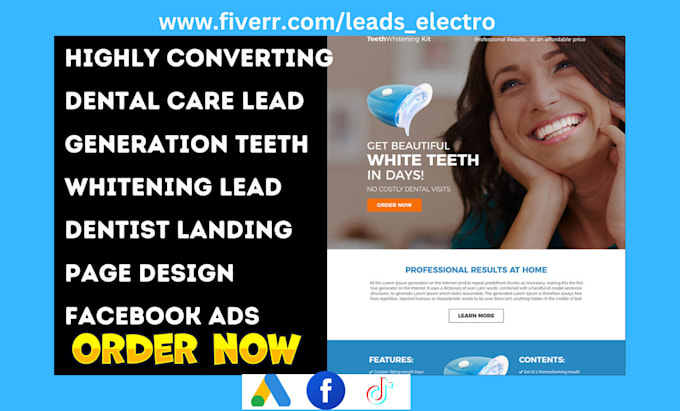 generate dental care leads teeth whitening lead generation dentist landing page