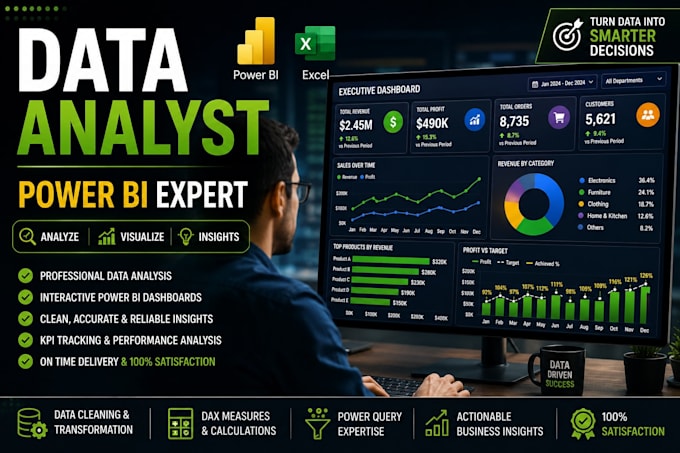 your data analyst and build interactive power bi dashboard