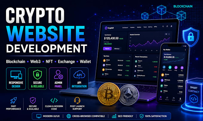 develop a professional crypto exchange, wallet, or blockchain website
