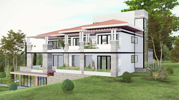 create realistic interior and exterior 3d model renders in archicad and lumion