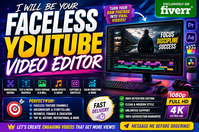 be your professional faceless youtube video editor
