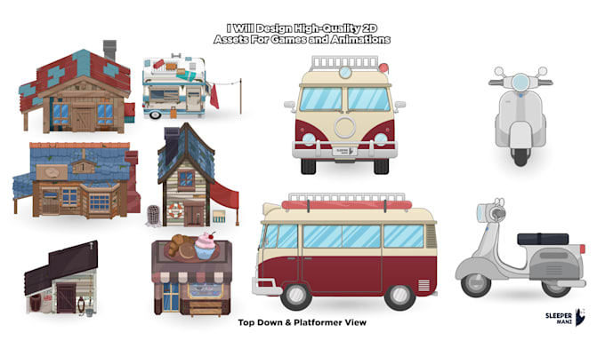 design high quality 2d asset for games and animation