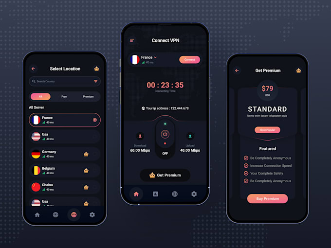 develop a VPN app and VPN server for android and ios