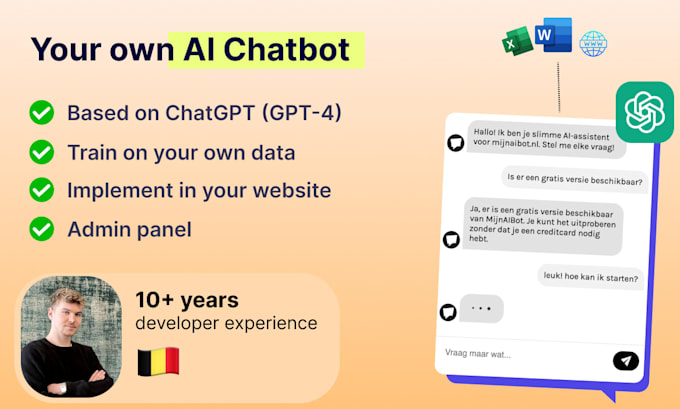 Create your ai chatbot with gpt 4 by Blackbearlabs | Fiverr