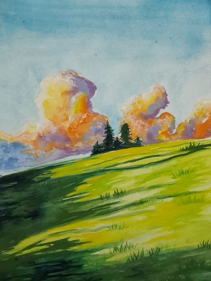 do a watercolor landscape from a reference photo