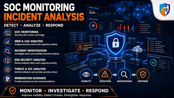 soc monitoring, incident analysis and edr support
